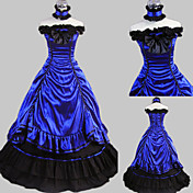 Palabra de longitud sin mangas de raso azul vestido de algodón Lolita Aristocrat