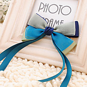 Handmade Blue Gray Satin Chiffon 9cm Bow Sweet Lolita Headdress