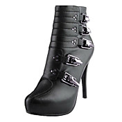 Leather Stiletto Heel Ankle Boots With Buckle Party / Evening Shoes