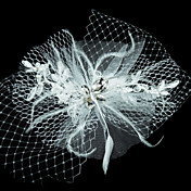 Fashion Net With Rhinestone / Feather Women's Birdcage Veils
