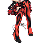 Black Lace Cotton Stripes Punk Lolita Meias