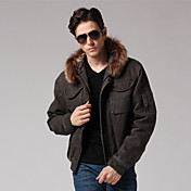Mænds Fur Collar Outwear (Black Grey)