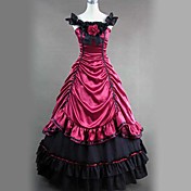 Sleeveless Floor-length Red Satin and Cotton Aristocrat Lolita Dress