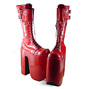 Main rouge en cuir PU 25CN plate-forme Punk Lolita Bottes