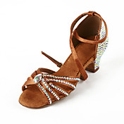 Women's Rhinestone / Satin Upper Ankle Strap Latin / Salsa Dance Shoes