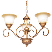 60W E14 3-light Palace Style Chandelier with Glass Shades
