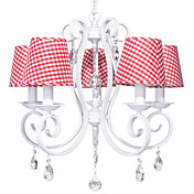 60W E14 5-light Crystal Chandelier with Fabric Shades