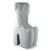 Handmade Cool White PU Leather 25cm Platform Punk Lolita Boots