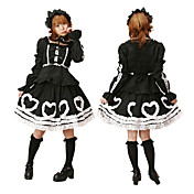 Long Sleeve Knee-length Black and White Cotton Punk Lolita Outfit