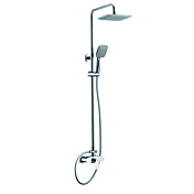 Contemporary Single Handle Shower Faucet Chrome Finish With Rainfall Shower Head And Hand Shower