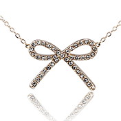 Women's Simple Bow Crystal Short Pendant