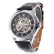 Hombres PU analógico reloj de pulsera mecánico (Negro)