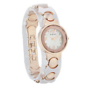 Liga de quartzo do movimento de mulheres da forma redonda de vidro com Dress Watch Cristal