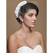 Gorgeous Tulle Wedding Bridal White Flowers Headpiece