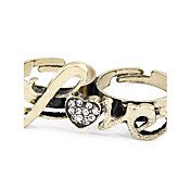 Anello doppio con strass modello Love