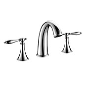 Two Handles Widespread Contemporary Chrome Finish Bathroom Sink Faucet