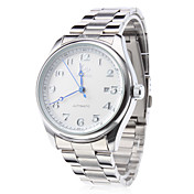 par de relojes mecánicos de acero analógicas calendario pareja (plata)