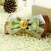 Handmade Golden and Greenand Coffee Satin 10cm Bow Country Lolita Headdress
