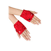 Women's Net Fingerless Wrist Length Fashion/Party Gloves With Sequins (More Colors)
