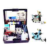 2 Carbon Steel Tattoo Machine Guns Kit med LCD Power og bæreveske