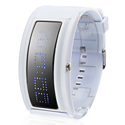 Novedoso Reloj  de 108 LEDs Azules, con Correa Blanca y 10 Letras de Bienvenida