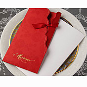 Rouge Invitation florale de mariage avec ruban (ensemble de 50)