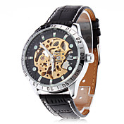 Orologio analogico, meccanico, in pelle PU, da uomo - Nero