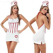 Fancy Wit Nurse Dress Kostuum van Halloween (4 Stuks)