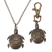 Unisex Schildpadden Style Alloy Analoog Quartz sleutelhanger ketting horloge (Brons)