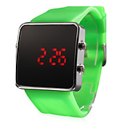 Silikon-Band Damen und Herren  Armbanduhr mit LED Anzeige - Grün