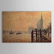 hand-painted pintura a óleo do thames abaixo westminster por Claude Monet com moldura esticado