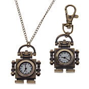 Unisex Estilo Robot liga Analógico Quartz Chaveiro Colar Watch (Bronze)