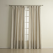 (Two Panels) Traditional Stripe Linen / Cotton Energy Saving Curtains