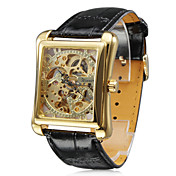 pu uomo meccanico orologio da polso analogico (nero)
