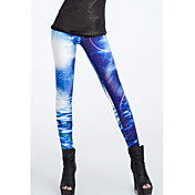 donne blu stampa legging universo magro