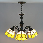 60W Retro Style Chandelier Tiffany con 3 luces