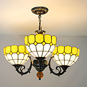 60W 3-Light Chandelier Tiffany estilo con tonos amarillos