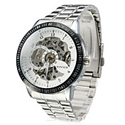 mannen pols stijl stalen analoge mechanisch horloge (zilver)