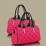 Kvinder PU Leather Down Contrast Color Vintage Satchel / crossbody Bag (33 * 15 * 19cm)