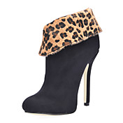 Suede Stiletto Heel Ankle Boots With Animal Print Party / Evening Shoes