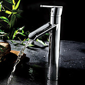 Fini Chrome contemporain en laiton massif Manche Chute d'eau lavabo robinet (Tall)