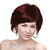 Capless Kort Rød Curly Elegant 100% Human Hair Parykker