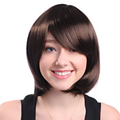 Capless Short Side Bang Brown Wavy High Quality Synthetic Japanese Kanekalon Wigs