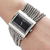 Mujeres aleación analógico reloj pulsera de cuarzo (Negro)
