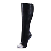 Leatherette Stiletto Heel Knee High Boots With Chain Party / Evening Shoes