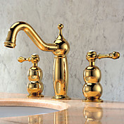 Solid Brass Two Handles Bathroom Sink Faucet(Ti-PVD Finish)