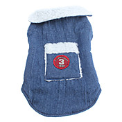 País casaco estilo Boy quente com bolso para cães (XS-XL, azul)