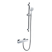 Wall Mount Moderne Termostatisk Sliding Dusj Blandebatteri med 8 Inch dusjhode og hånddusj (Chrome Finish)