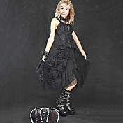 Tea-length Black Lace Cotton Gothic Lolita Skirt(Waist: 66CM-80CM)