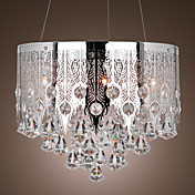 de acero inoxidable de 5 luz lámpara colgante con cristal de lujo cae